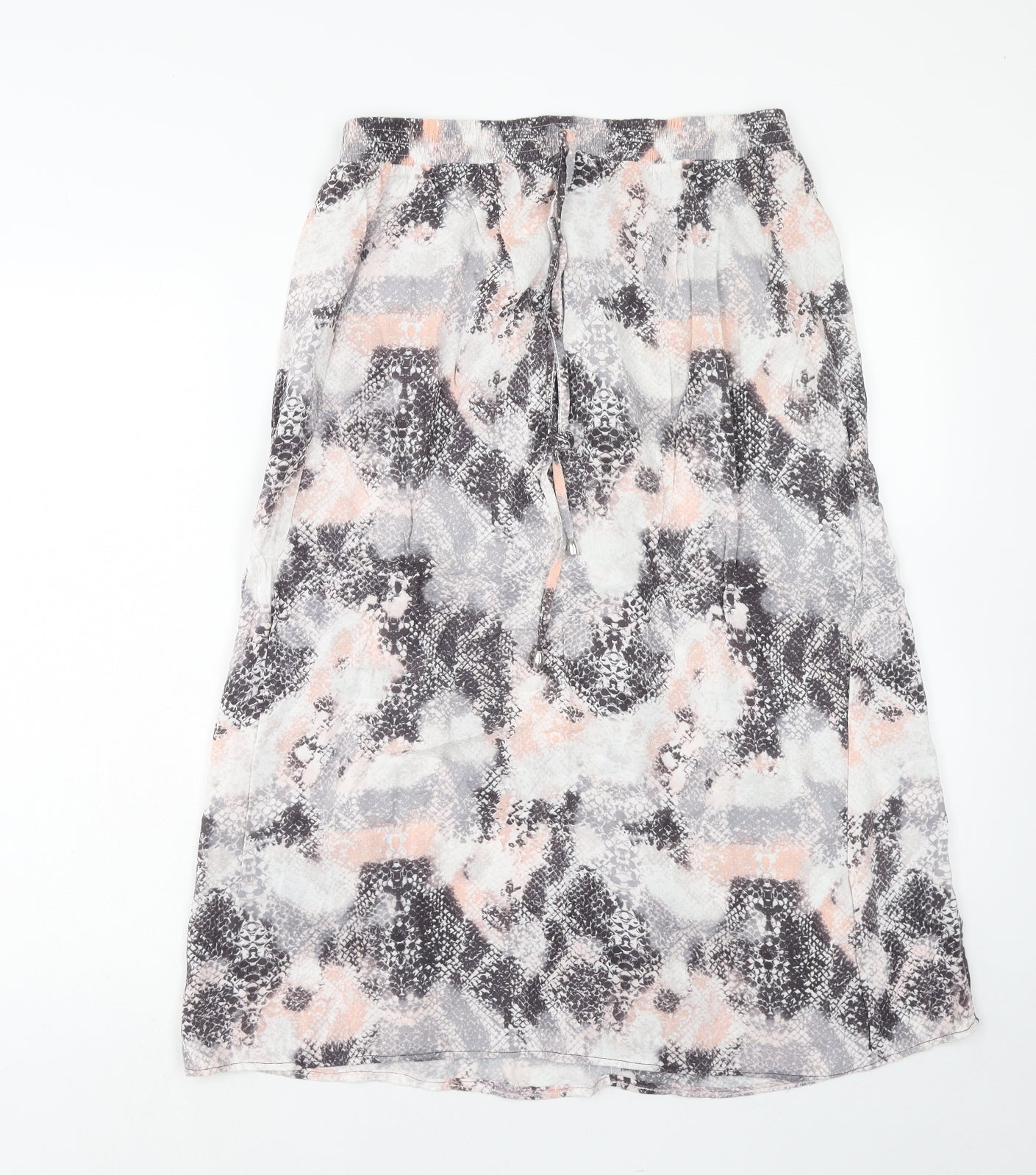 Preworn Womens Grey Geometric Viscose A-Line Skirt Size 32 in Drawstring