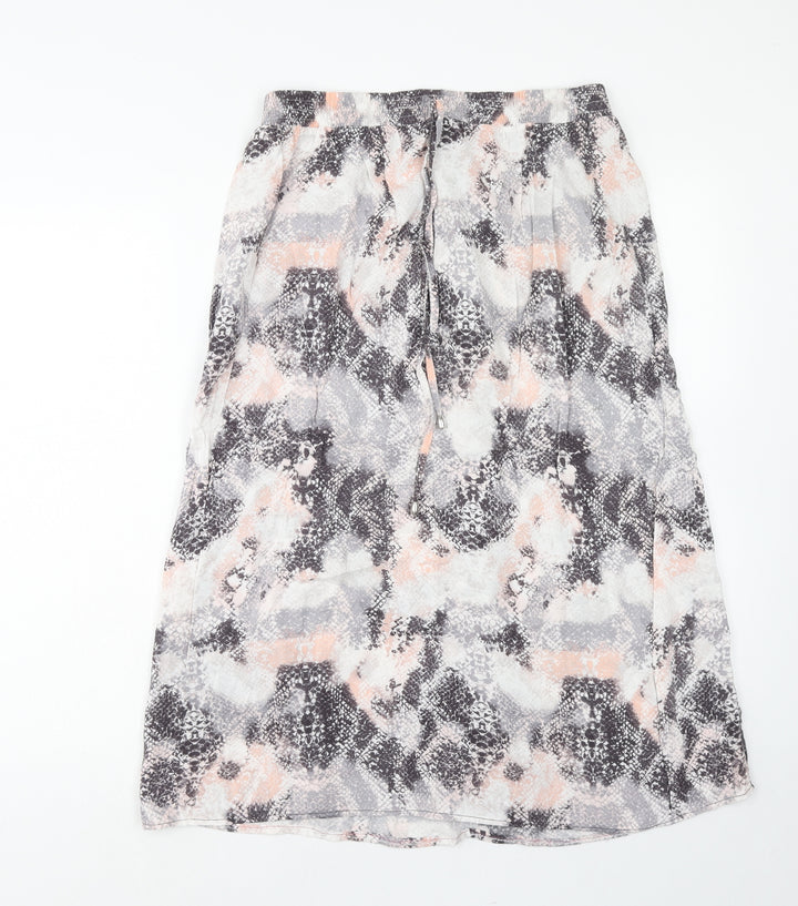 Preworn Womens Grey Geometric Viscose A-Line Skirt Size 32 in Drawstring