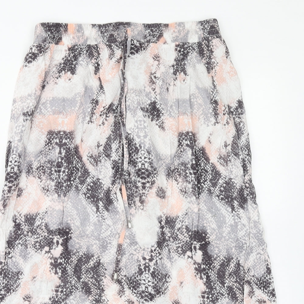 Preworn Womens Grey Geometric Viscose A-Line Skirt Size 32 in Drawstring