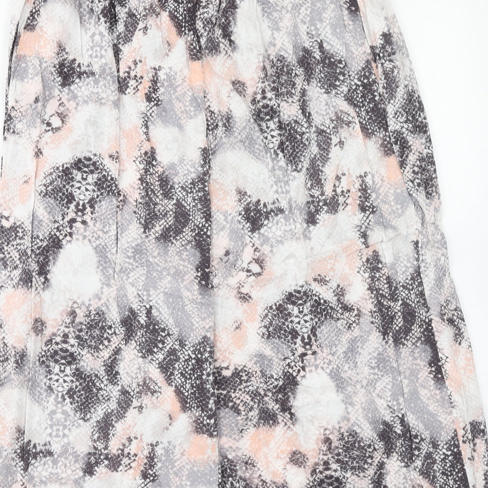 Preworn Womens Grey Geometric Viscose A-Line Skirt Size 32 in Drawstring