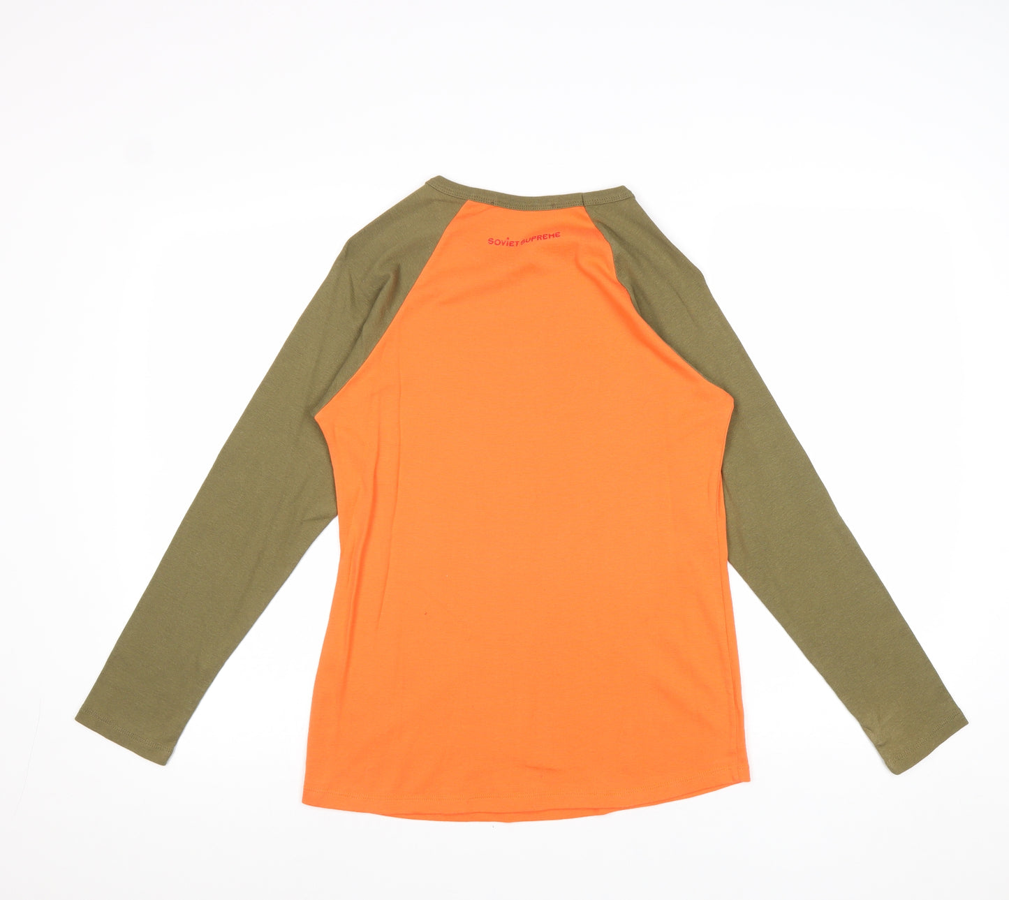 Soviet Supreme Womens Orange Cotton Basic T-Shirt Size L Round Neck