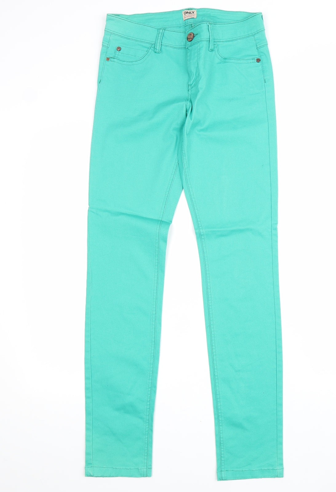 Only Womens Green Cotton Skinny Jeans Size 8 L32 in Regular Zip