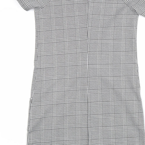 New Look Womens Black Plaid Polyester Shift Size 6 Scoop Neck Pullover