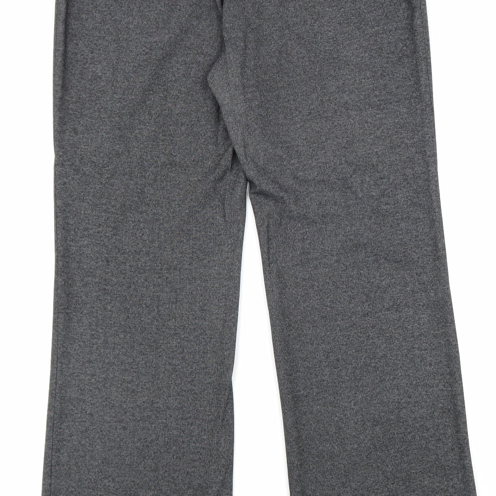 NEXT Womens Grey Geometric Cotton Trousers Size 14 L32 in Regular Zip
