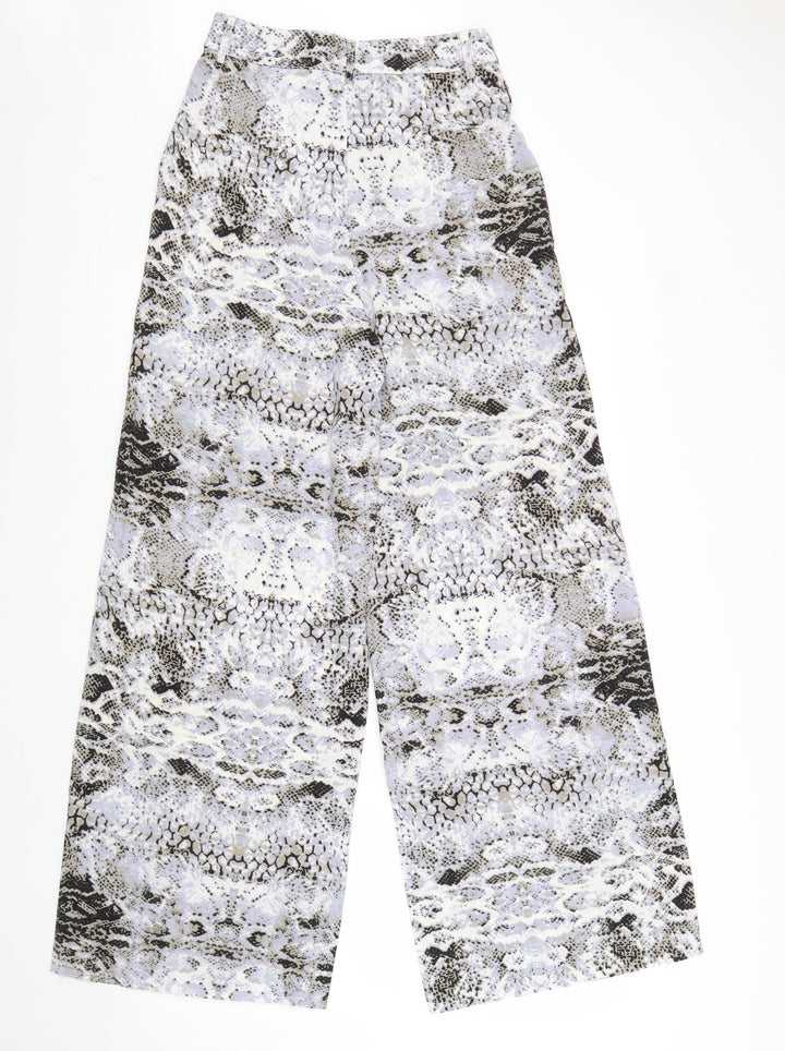 Boohoo Womens Grey Animal Print Polyester Trousers Size 8 L32 in Regular Zip - Snake Print