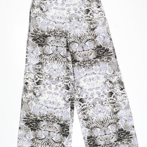 Boohoo Womens Grey Animal Print Polyester Trousers Size 8 L32 in Regular Zip - Snake Print