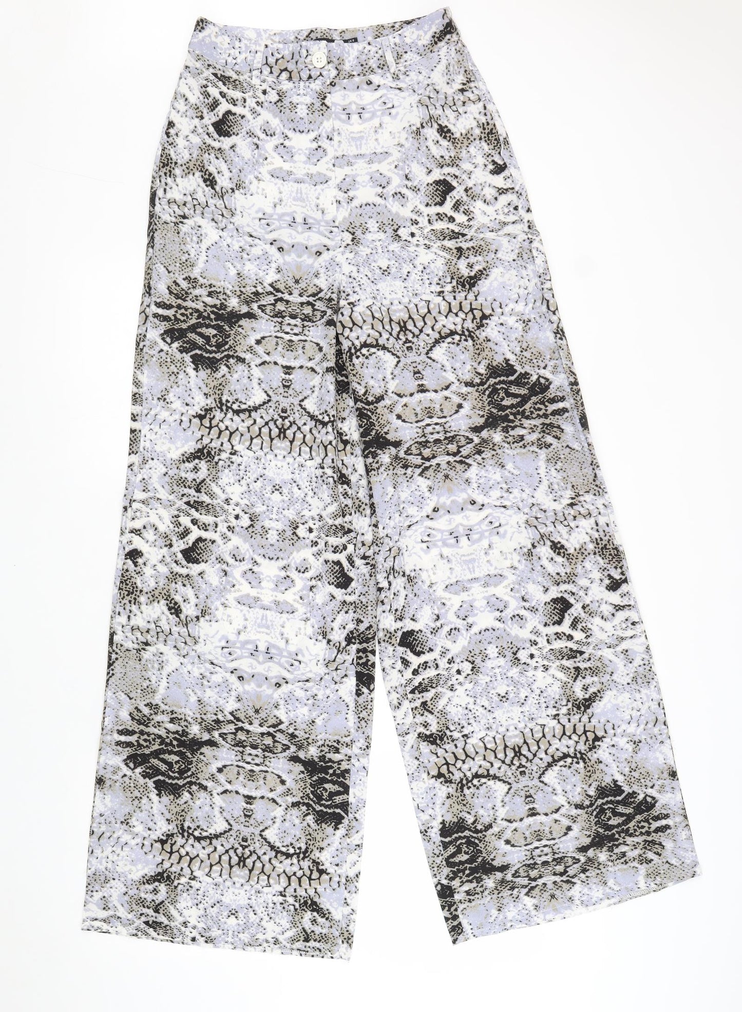 Boohoo Womens Grey Animal Print Polyester Trousers Size 8 L32 in Regular Zip - Snake Print
