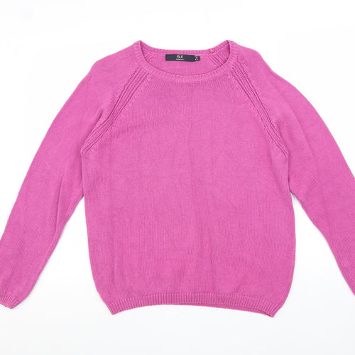 EWM Womens Pink Round Neck 100% Cotton Pullover Jumper Size 12