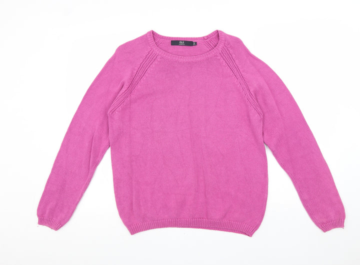 EWM Womens Pink Round Neck 100% Cotton Pullover Jumper Size 12