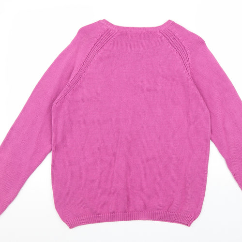 EWM Womens Pink Round Neck 100% Cotton Pullover Jumper Size 12