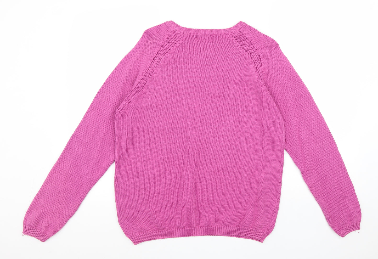 EWM Womens Pink Round Neck 100% Cotton Pullover Jumper Size 12