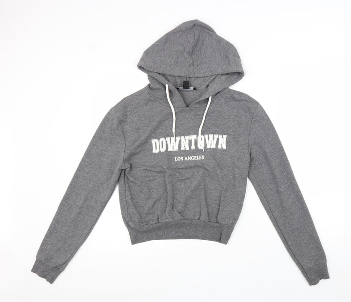 Atmosphere Womens Grey Cotton Pullover Hoodie Size 6 Pullover - Cropped Downtown