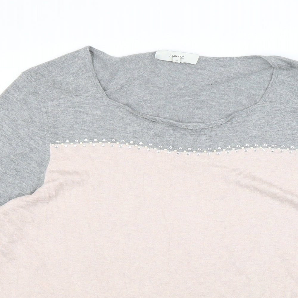 NEXT Womens Pink Scoop Neck Cotton Pullover Jumper Size 18