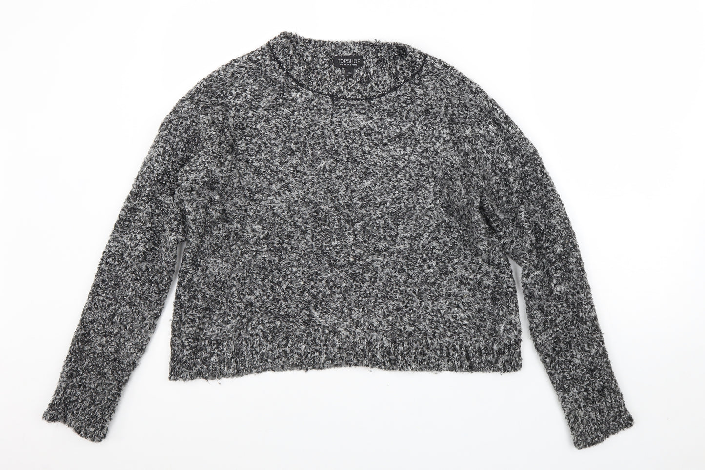 Topshop Womens Black Round Neck Acrylic Pullover Jumper Size 10