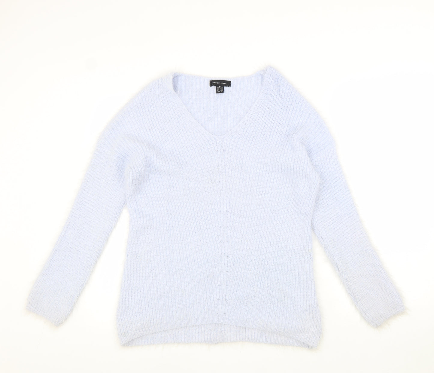 Atmosphere Womens Blue V-Neck Acrylic Pullover Jumper Size 12