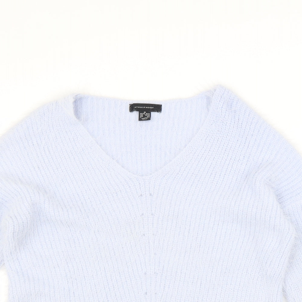 Atmosphere Womens Blue V-Neck Acrylic Pullover Jumper Size 12