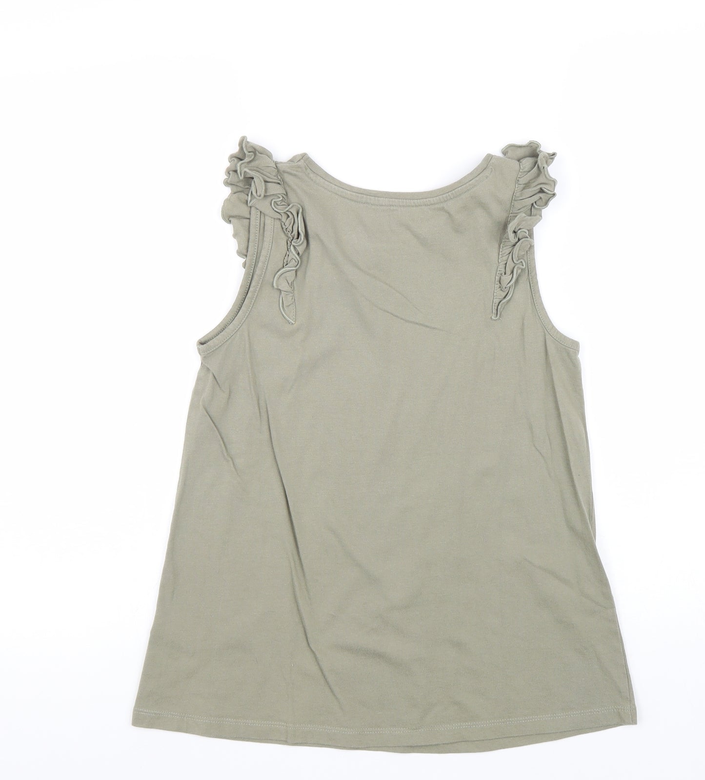Nutmeg Girls Green Cotton Basic Tank Size 13-14 Years Round Neck Pullover