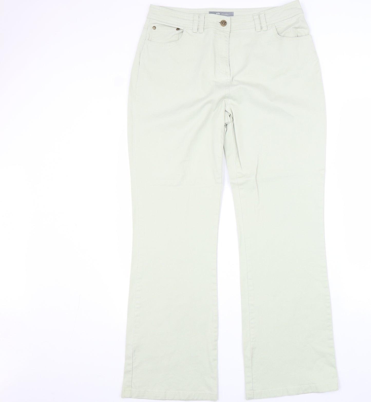 Per Una Womens Beige Cotton Bootcut Jeans Size 14 L32 in Regular Zip