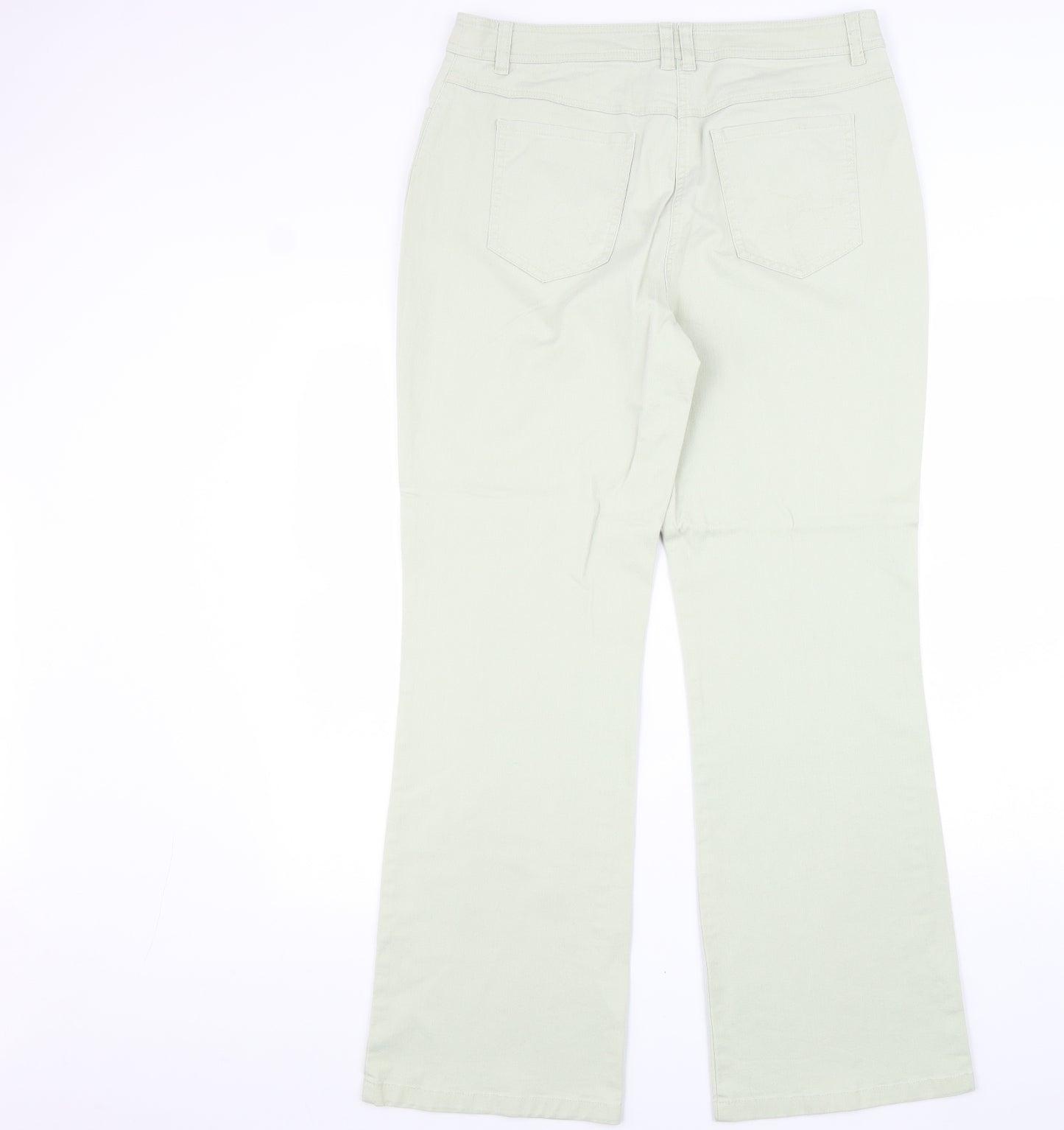 Per Una Womens Beige Cotton Bootcut Jeans Size 14 L32 in Regular Zip