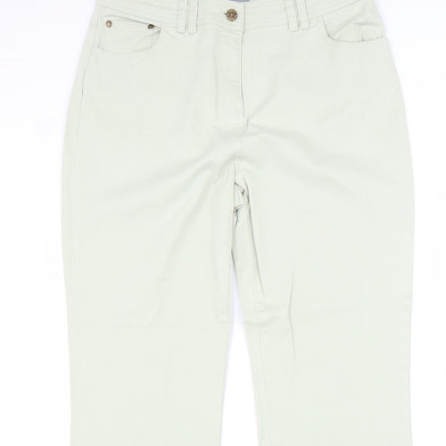 Per Una Womens Beige Cotton Bootcut Jeans Size 14 L32 in Regular Zip