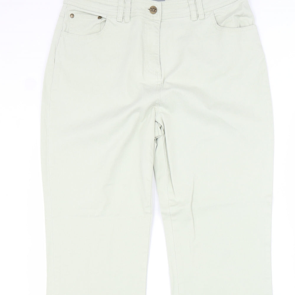 Per Una Womens Beige Cotton Bootcut Jeans Size 14 L32 in Regular Zip