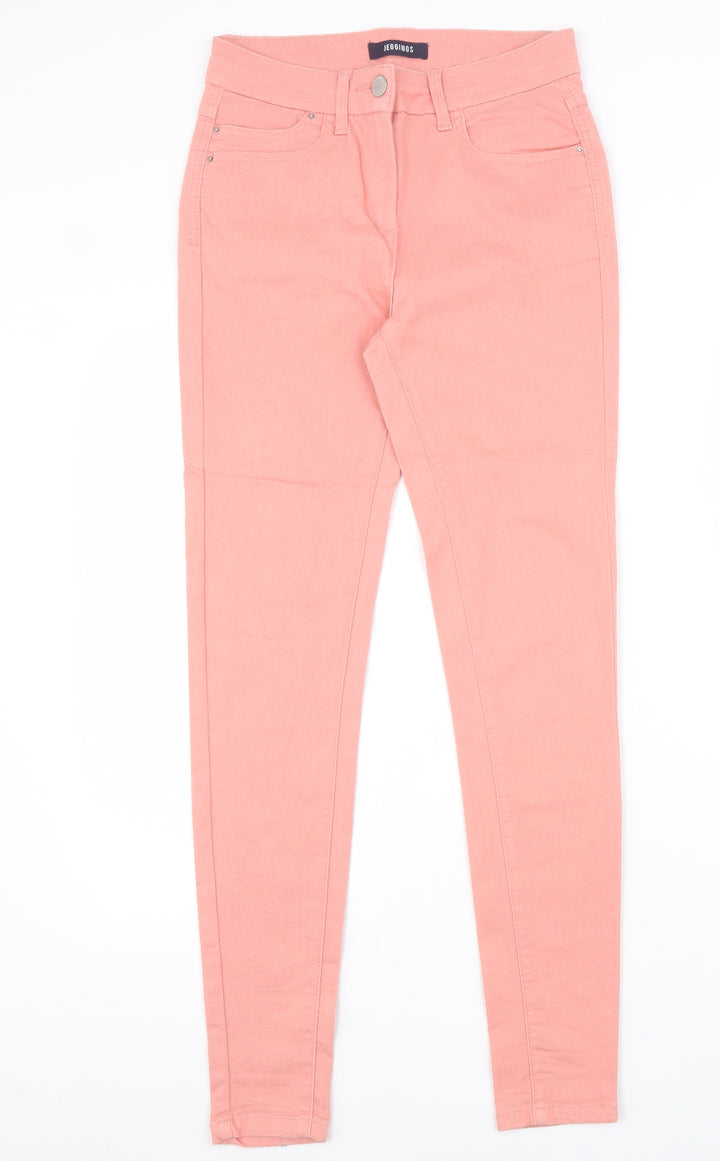 Marks and Spencer Womens Pink Cotton Skinny Jeans Size 8 L31 in Slim Zip