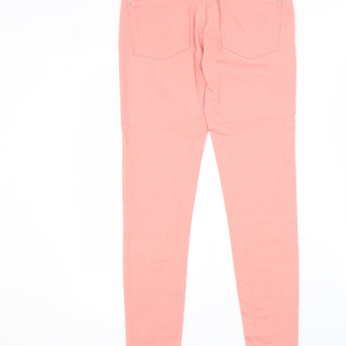 Marks and Spencer Womens Pink Cotton Skinny Jeans Size 8 L31 in Slim Zip