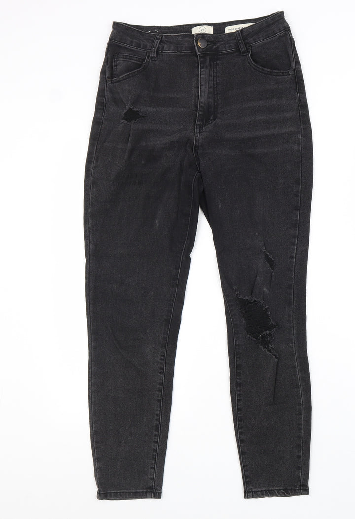 Cotton On Womens Black Cotton Skinny Jeans Size 10 L27 in Regular Zip