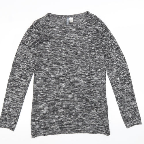 Divided Womens Grey Polyester Basic Blouse Size S Boat Neck