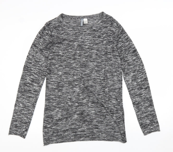 Divided Womens Grey Polyester Basic Blouse Size S Boat Neck