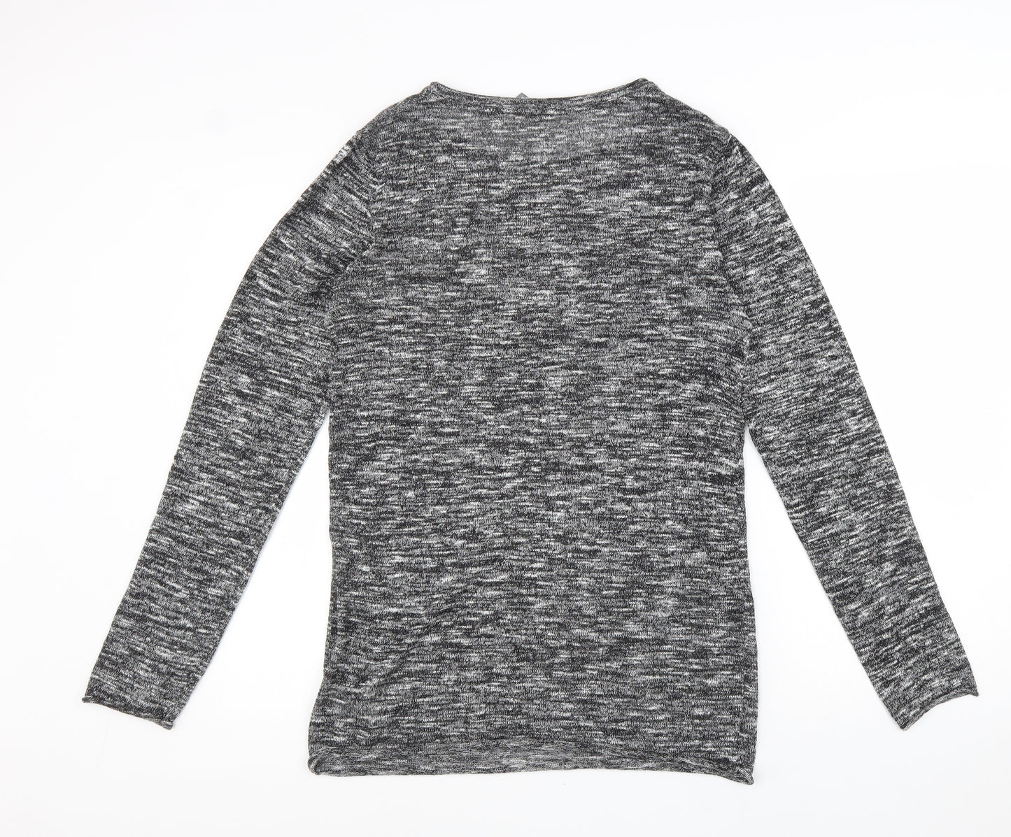 Divided Womens Grey Polyester Basic Blouse Size S Boat Neck