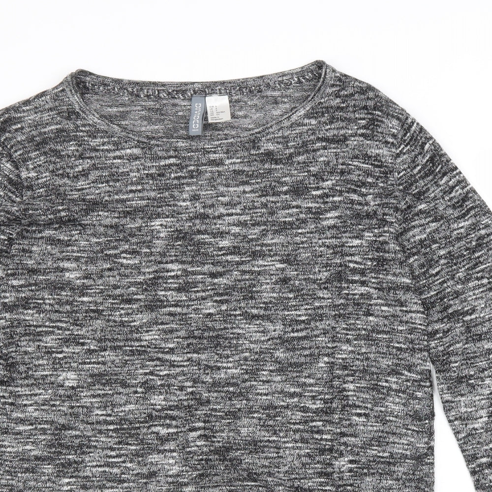 Divided Womens Grey Polyester Basic Blouse Size S Boat Neck
