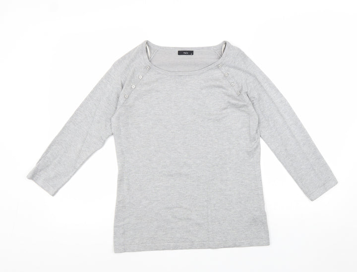 M&Co Womens Grey Viscose Basic Blouse Size 12 Scoop Neck