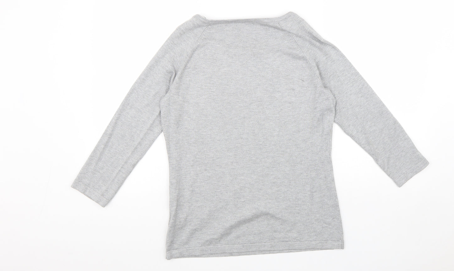 M&Co Womens Grey Viscose Basic Blouse Size 12 Scoop Neck