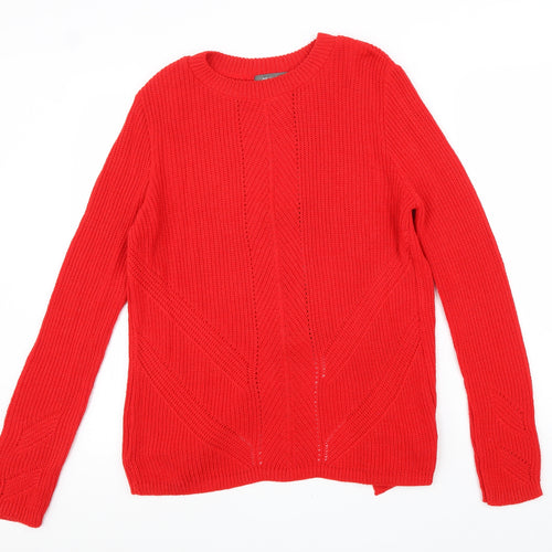 Primark Womens Red Round Neck Acrylic Pullover Jumper Size M