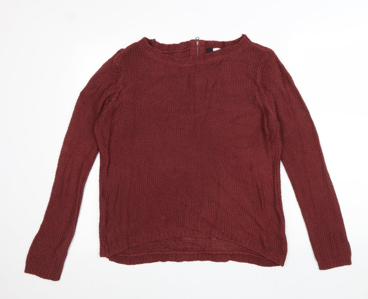 Divided Womens Red Boat Neck Acrylic Pullover Jumper Size 10