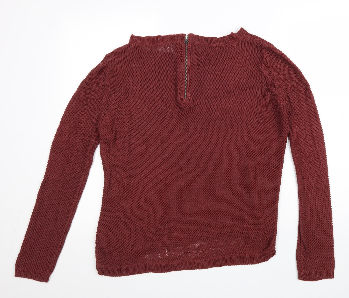 Divided Womens Red Boat Neck Acrylic Pullover Jumper Size 10