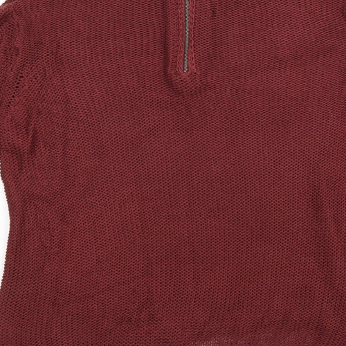 Divided Womens Red Boat Neck Acrylic Pullover Jumper Size 10