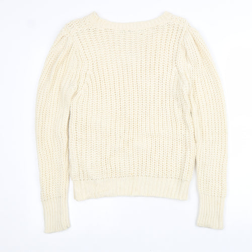 QED London Womens Beige Scoop Neck Acrylic Pullover Jumper Size M