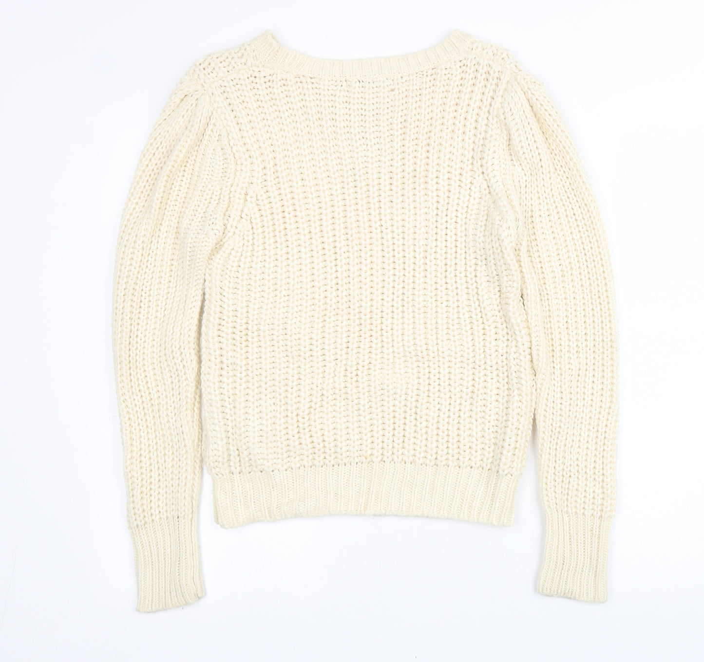 QED London Womens Beige Scoop Neck Acrylic Pullover Jumper Size M