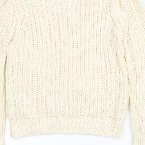 QED London Womens Beige Scoop Neck Acrylic Pullover Jumper Size M
