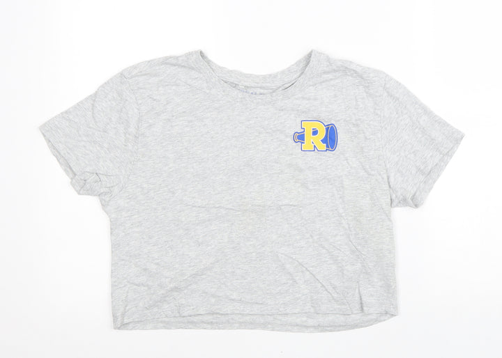 Riverdale Womens Grey Cotton Basic T-Shirt Size M Round Neck