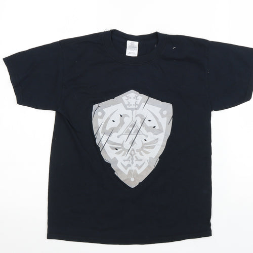 Gildan Boys Blue 100% Cotton Basic T-Shirt Size S Round Neck Pullover