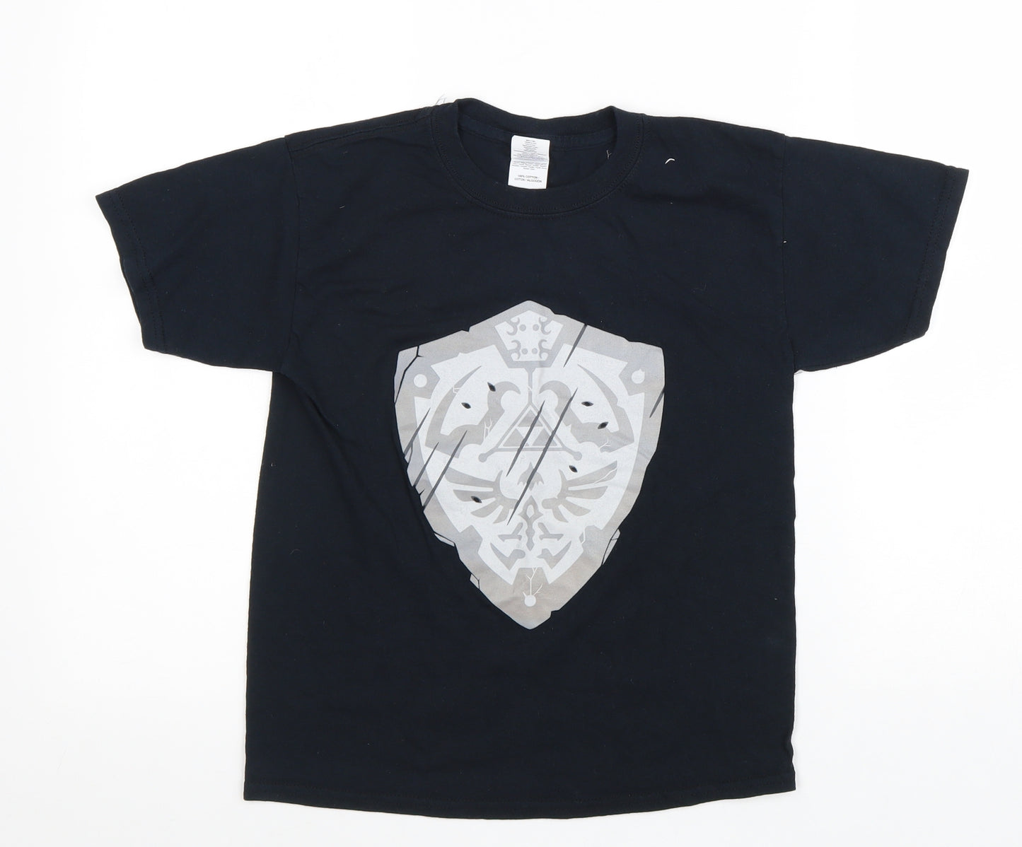 Gildan Boys Blue 100% Cotton Basic T-Shirt Size S Round Neck Pullover