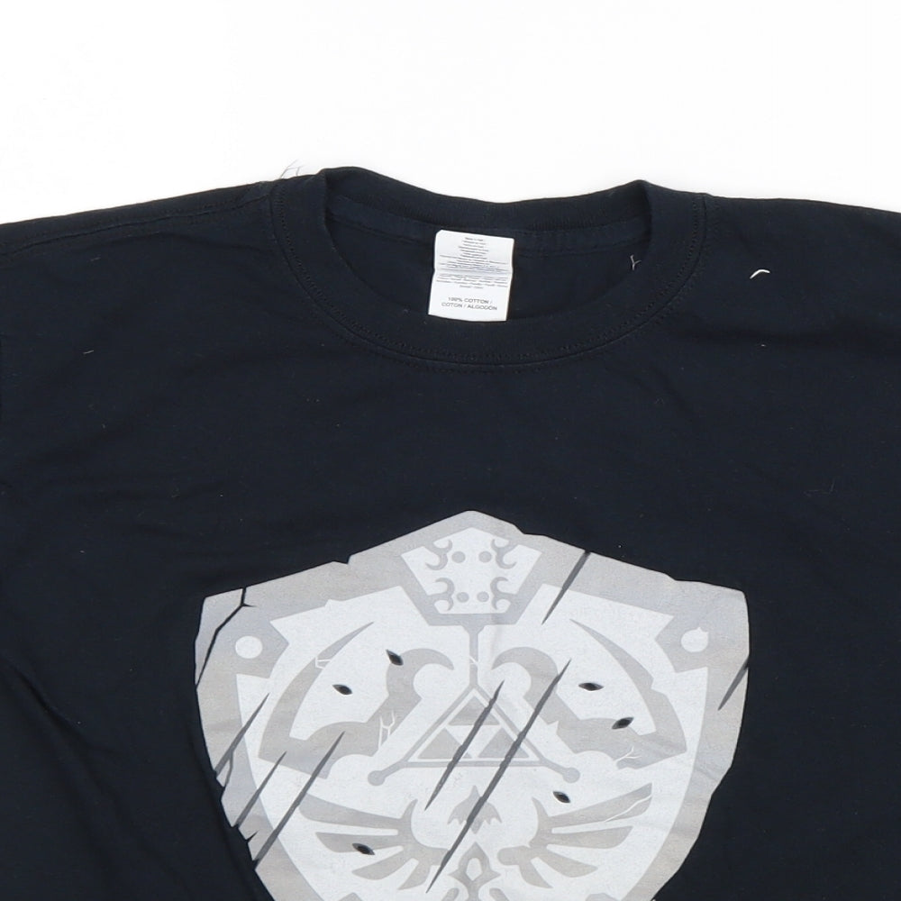 Gildan Boys Blue 100% Cotton Basic T-Shirt Size S Round Neck Pullover