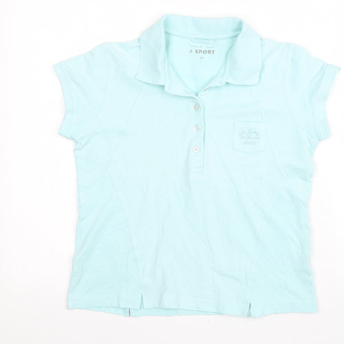 Green Lamb Womens Blue Cotton Basic Polo Size 12 Collared
