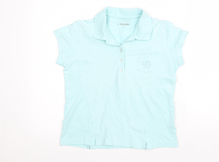 Green Lamb Womens Blue Cotton Basic Polo Size 12 Collared