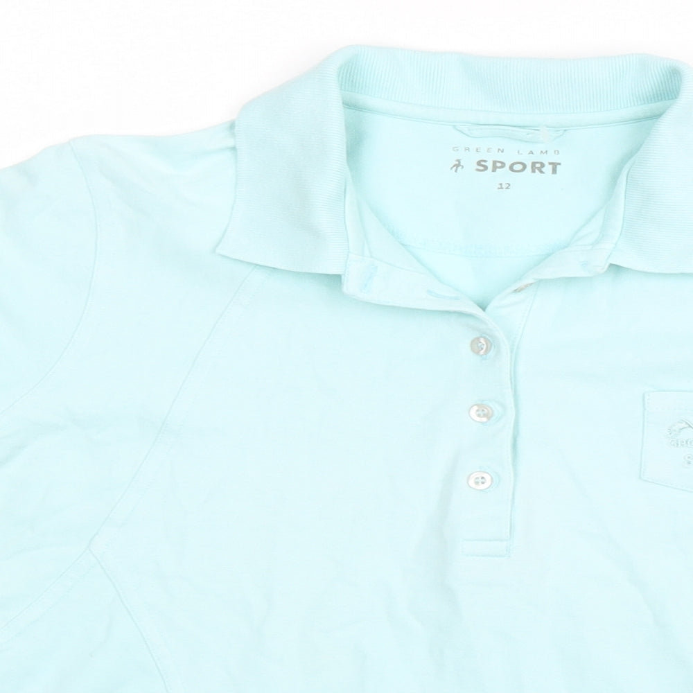Green Lamb Womens Blue Cotton Basic Polo Size 12 Collared