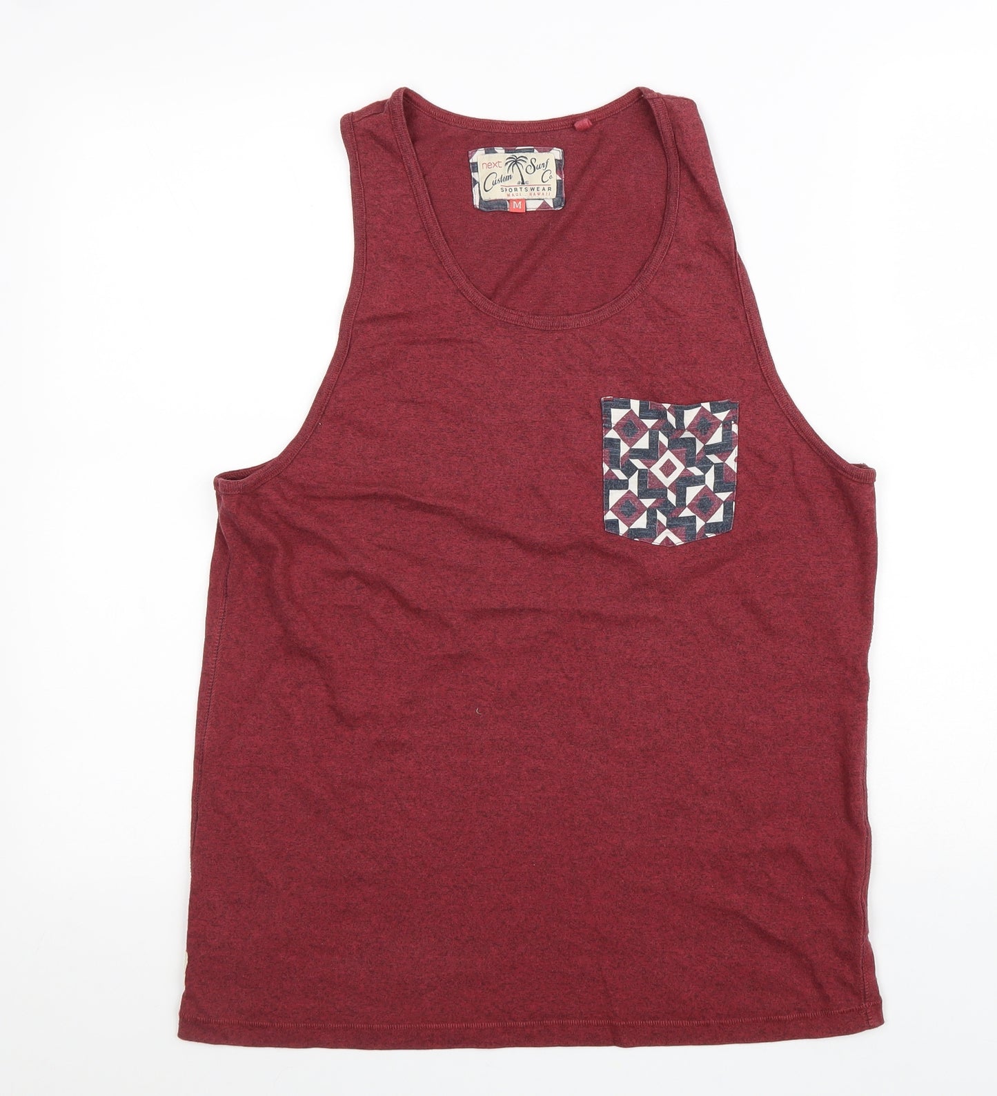 NEXT Mens Red Cotton T-Shirt Size M Round Neck - Scoop Neck Tank