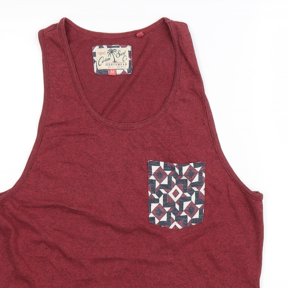 NEXT Mens Red Cotton T-Shirt Size M Round Neck - Scoop Neck Tank